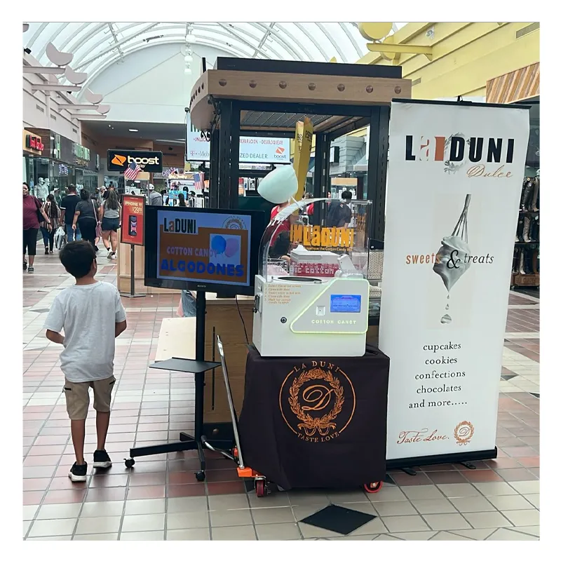 Micro machine action shot with blue cotton candy